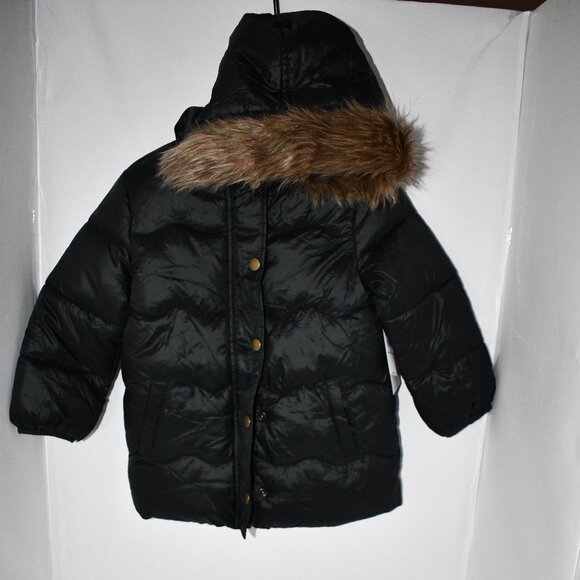 Old Navy Kids Puffer Jacket with Fur Hood in Black Size: 4T NWT - Picture 1 of 4